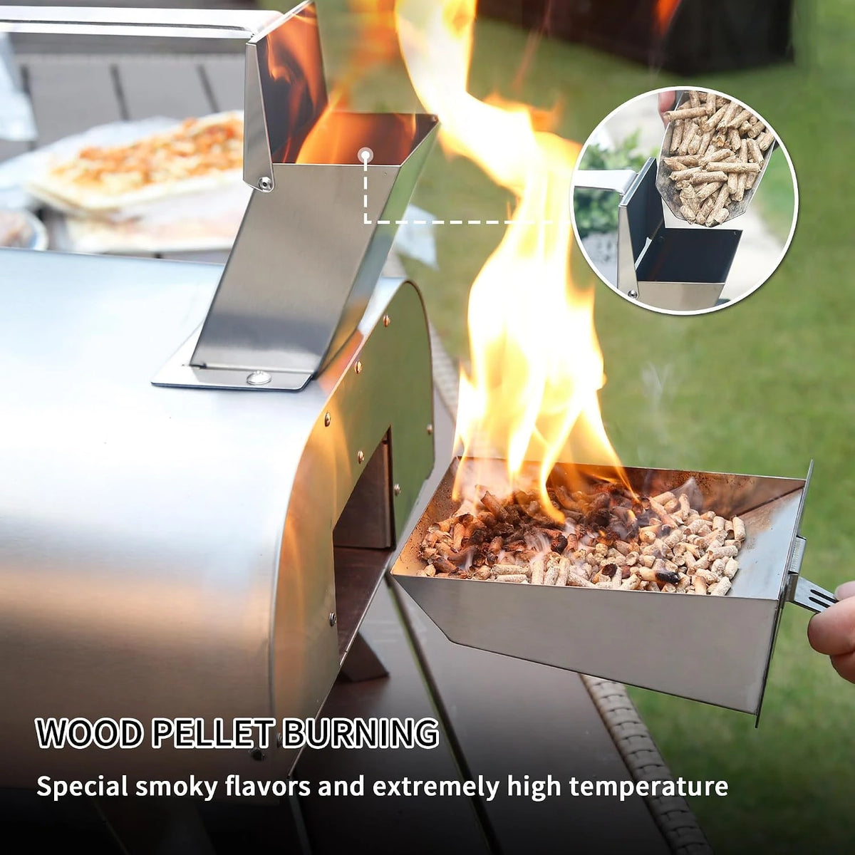 12" Outdoor Pizza Oven, 1110°F, Wood Pellet, Gas & Electric — product view 8