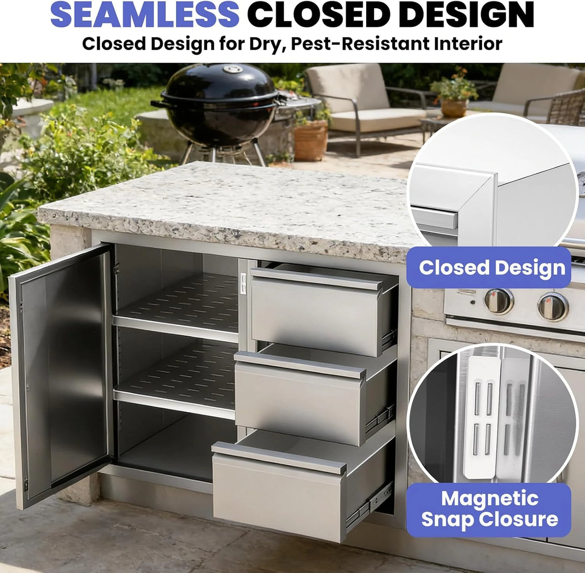 Outdoor Kitchen Cabinets 28 X 19.7 X 22 In, 304 Stainless Steel Cabinet — product view 7