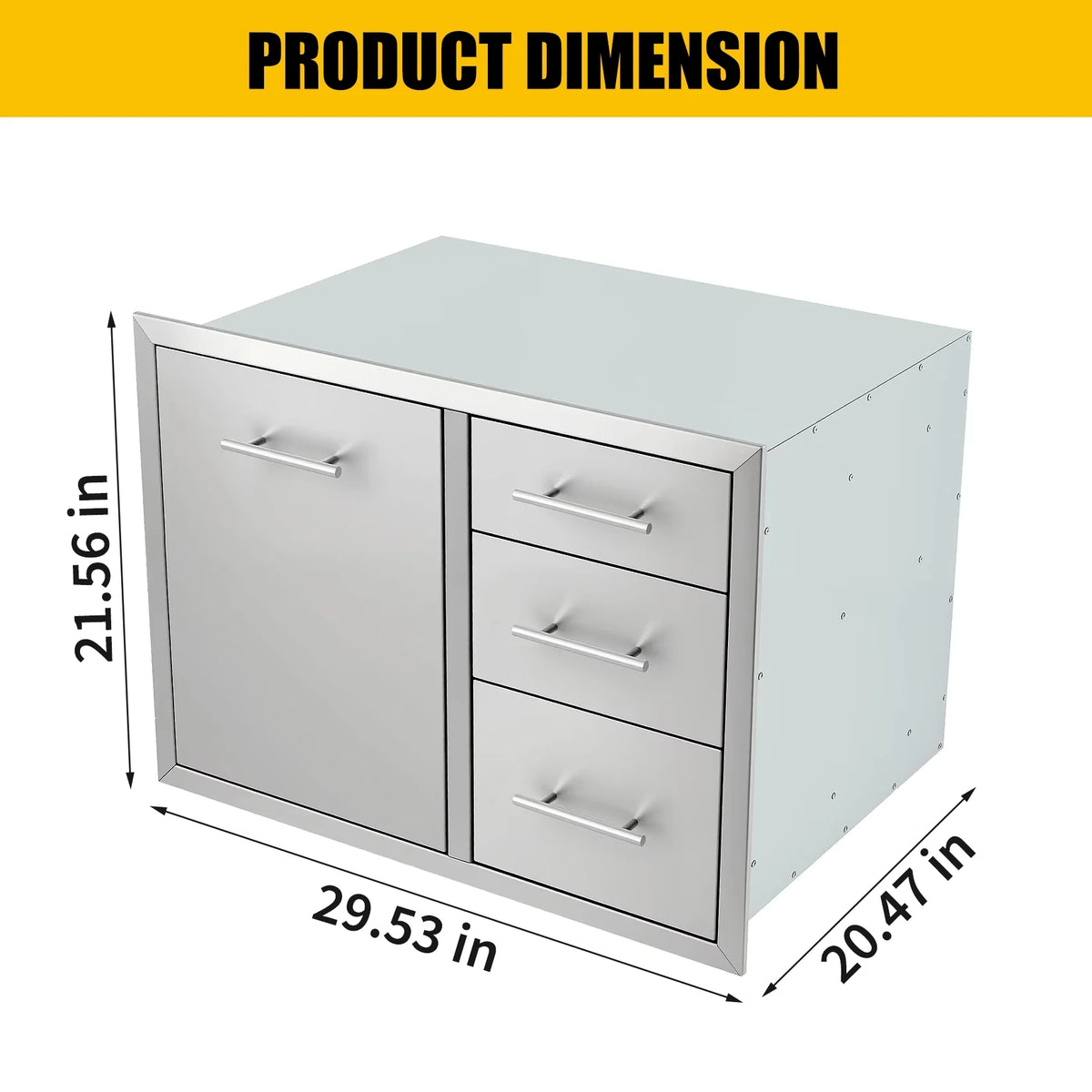 Weatherproof Stainless Steel Outdoor Kitchen Storage Cabinet with Drawers & Door – Heavy-Duty Rustproof Utility Cabinet for Patio, Garage or Backyard — product view 8