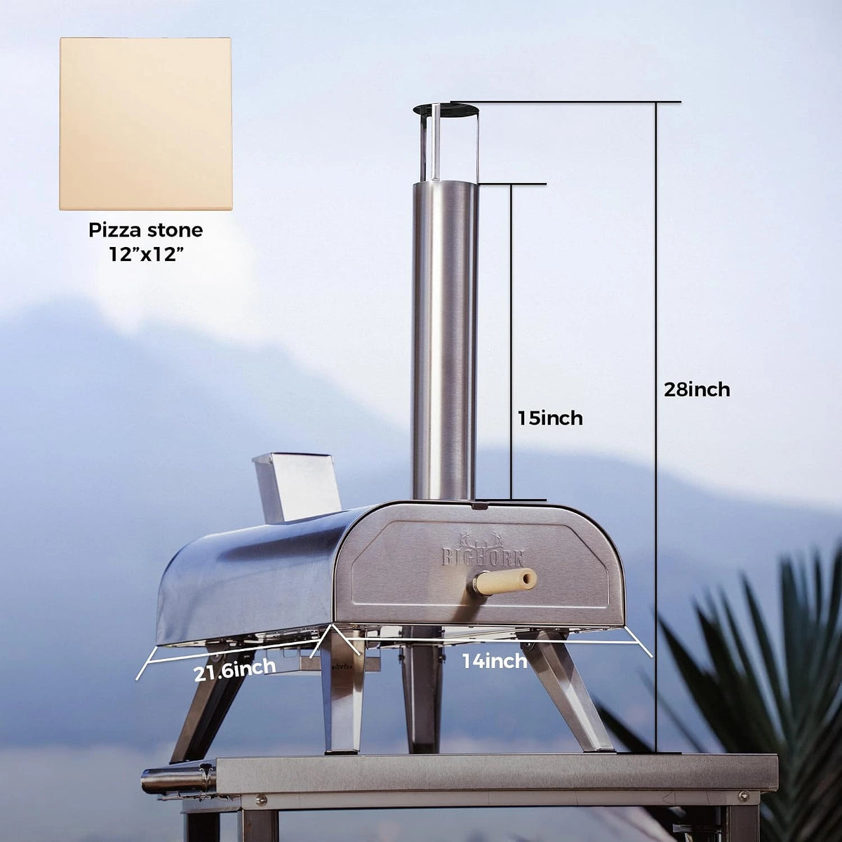 12" Outdoor Pizza Oven, 1110°F, Wood Pellet, Gas & Electric — product view 3