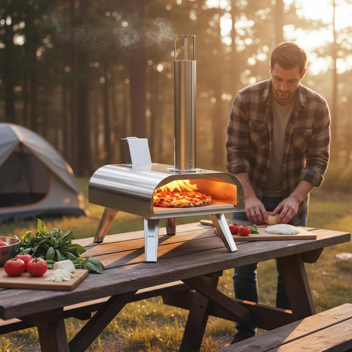12" Outdoor Pizza Oven, 1110°F, Wood Pellet, Gas & Electric — product view 6