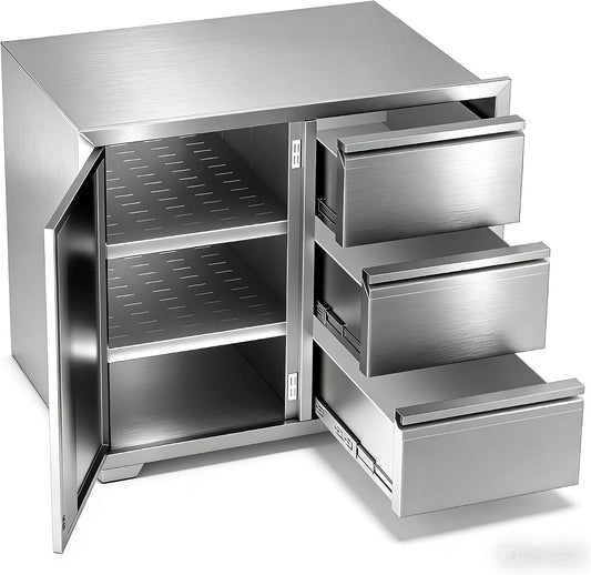 Outdoor Kitchen Cabinets 28 X 19.7 X 22 In, 304 Stainless Steel Cabinet