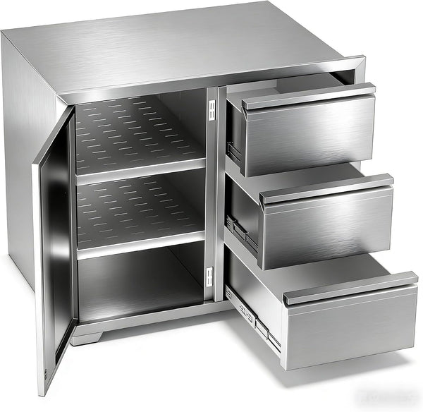 Outdoor Kitchen Cabinets 28 X 19.7 X 22 In, 304 Stainless Steel Cabinet