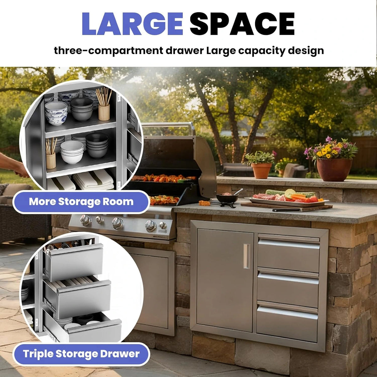 Outdoor Kitchen Cabinets 28 X 19.7 X 22 In, 304 Stainless Steel Cabinet — product view 4