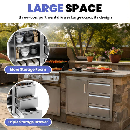 Outdoor Kitchen Cabinets 28 X 19.7 X 22 In, 304 Stainless Steel Cabinet — product view 4