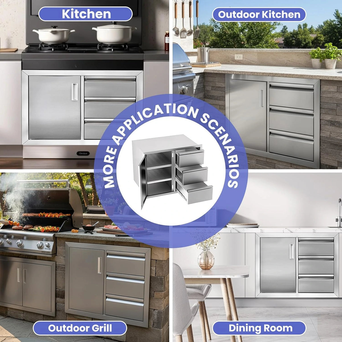 Outdoor Kitchen Cabinets 28 X 19.7 X 22 In, 304 Stainless Steel Cabinet — product view 9