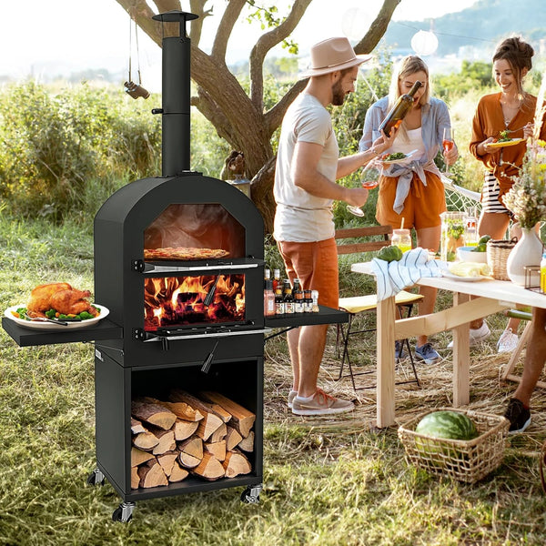 Wood-Fired Outdoor Pizza Oven on Wheels