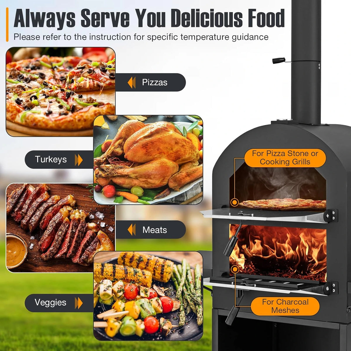 Outdoor Pizza Oven Wood Fired, Pizza Maker on Wheels — product view 4