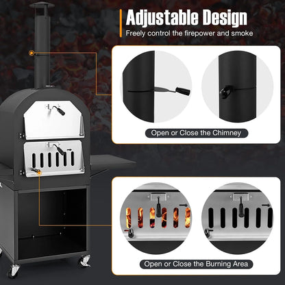 Outdoor Pizza Oven Wood Fired, Pizza Maker on Wheels — product view 5