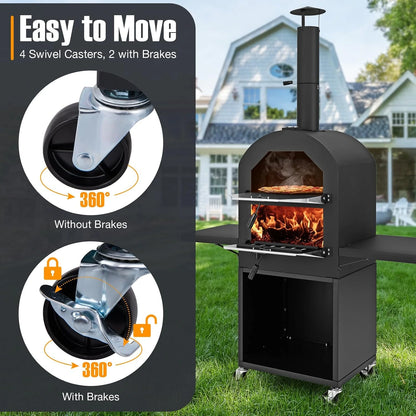 Outdoor Pizza Oven Wood Fired, Pizza Maker on Wheels — product view 6