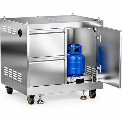 Outdoor Kitchen Cabinet – 2 Drawers & Propane Tank Storage