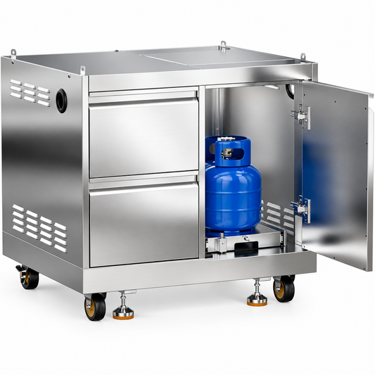 Outdoor Kitchen Cabinet – 2 Drawers & Propane Tank Storage