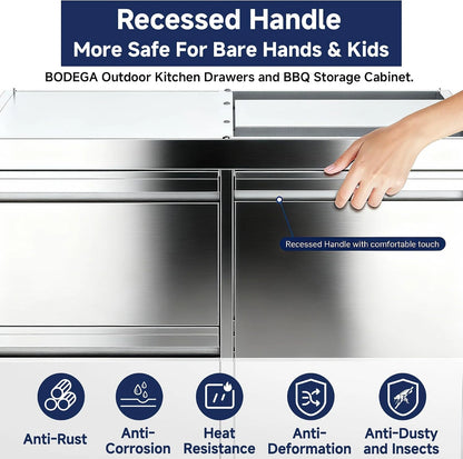 Stainless Steel Outdoor Kitchen Drawer Cabinet for Built-In BBQ Grill with 2 Drawers and Propane Tank Storage,Outdoor Kitchen Storage Perfect for Outdoor Kitchen BBQ Island.For All Weather Use. — product view 4