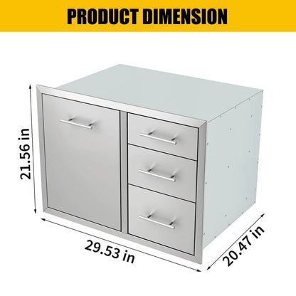 Weatherproof Stainless Steel Outdoor Kitchen Storage Cabinet with Drawers & Door – Heavy-Duty Rustproof Utility Cabinet for Patio, Garage or Backyard — product view 8